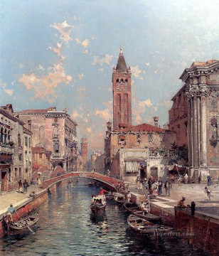 Rio Santa Barnaba Franz Richard Unterberger Venice Oil Paintings